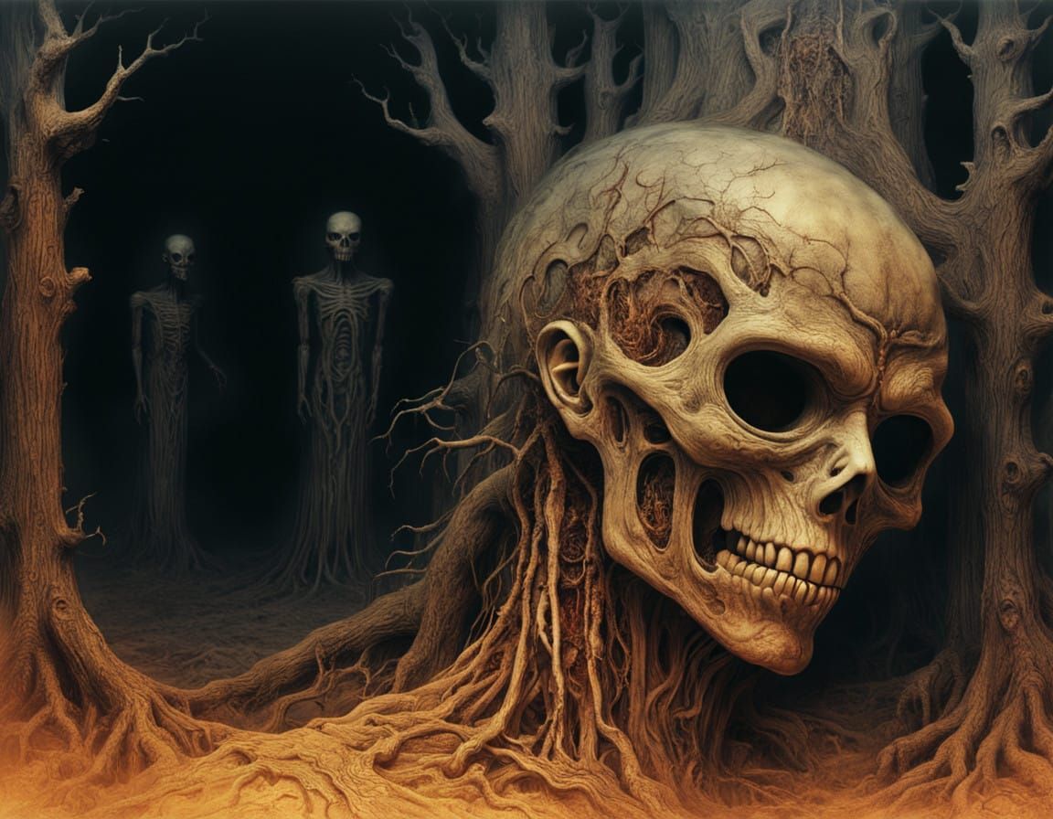 Ethereal Horror in a Dark, Biomechanical Forest