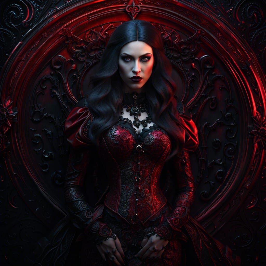 Beautiful Vampire: Intricate 3D Masterpiece Portrait