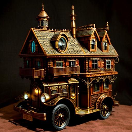 Intricate Steampunk Houses on Wheels