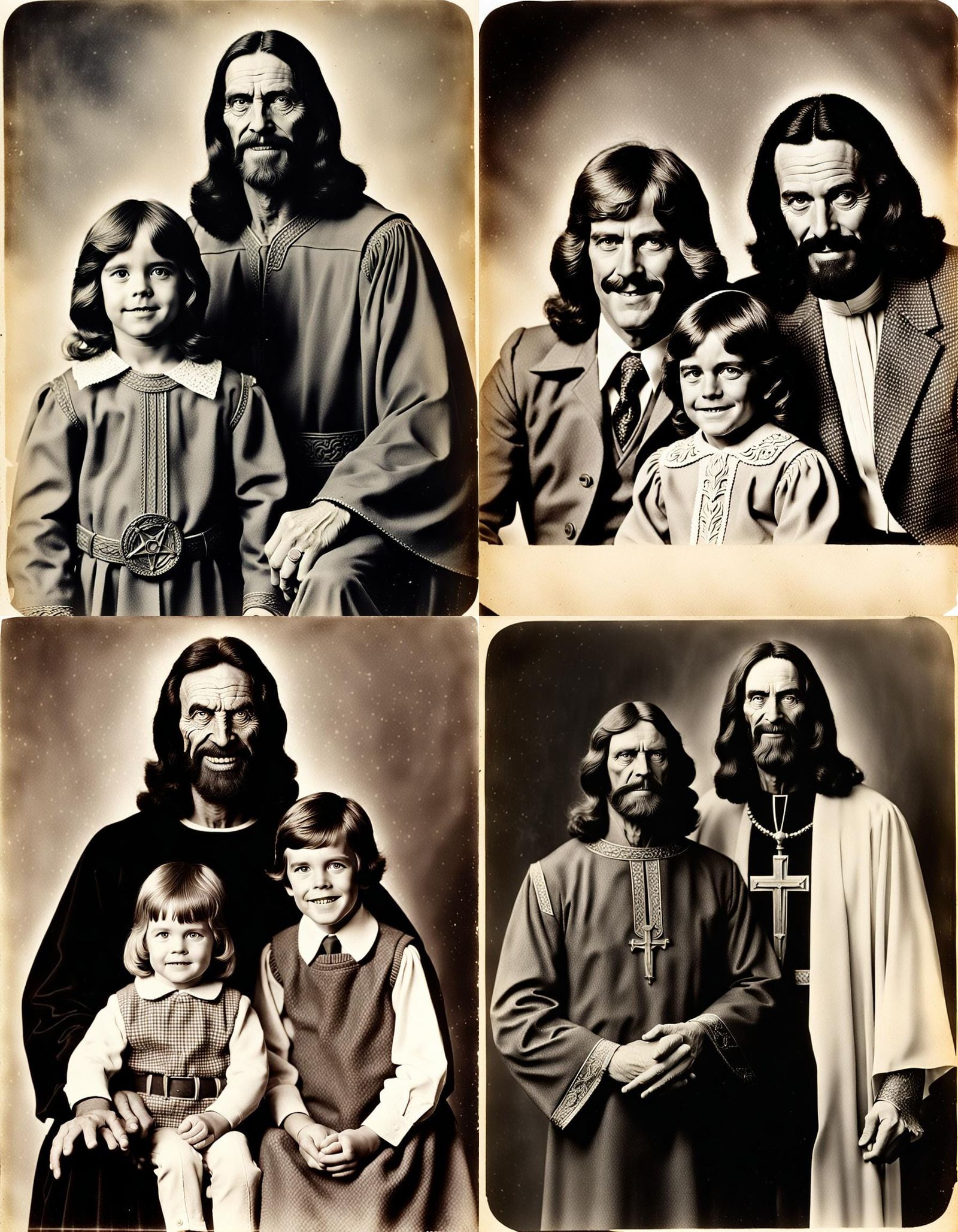 Vintage Sears Portrait: Satan and Jesus in 1970s Style