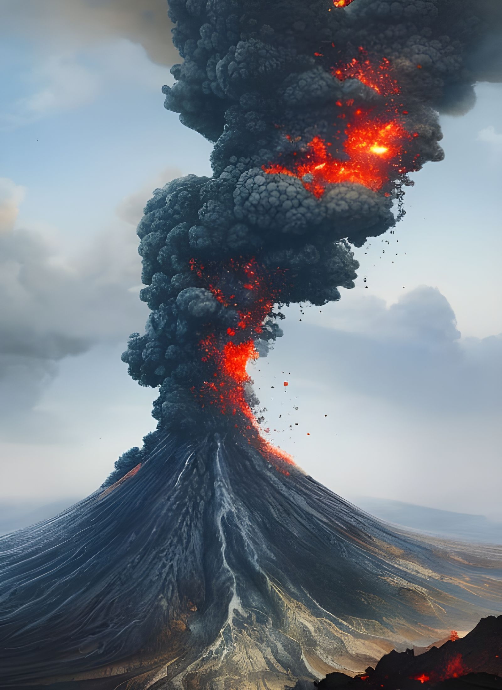 Volcano Eruption in Hyper-Detailed Digital Art Style