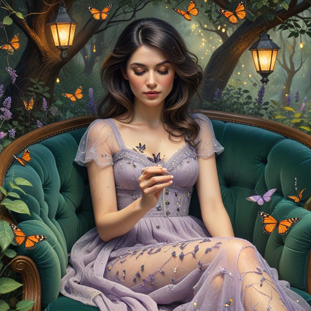 Ethereal English Garden Oasis in Whimsical Neo-Impressionism