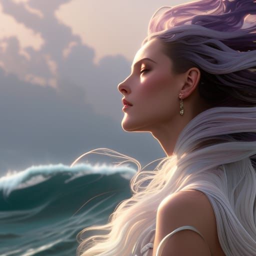 Woman with Mauve Hair, Art Nouveau Style