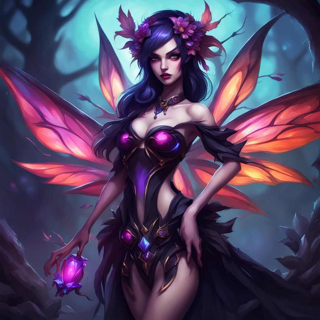 Dark Fairy Posing in Fantasy Style