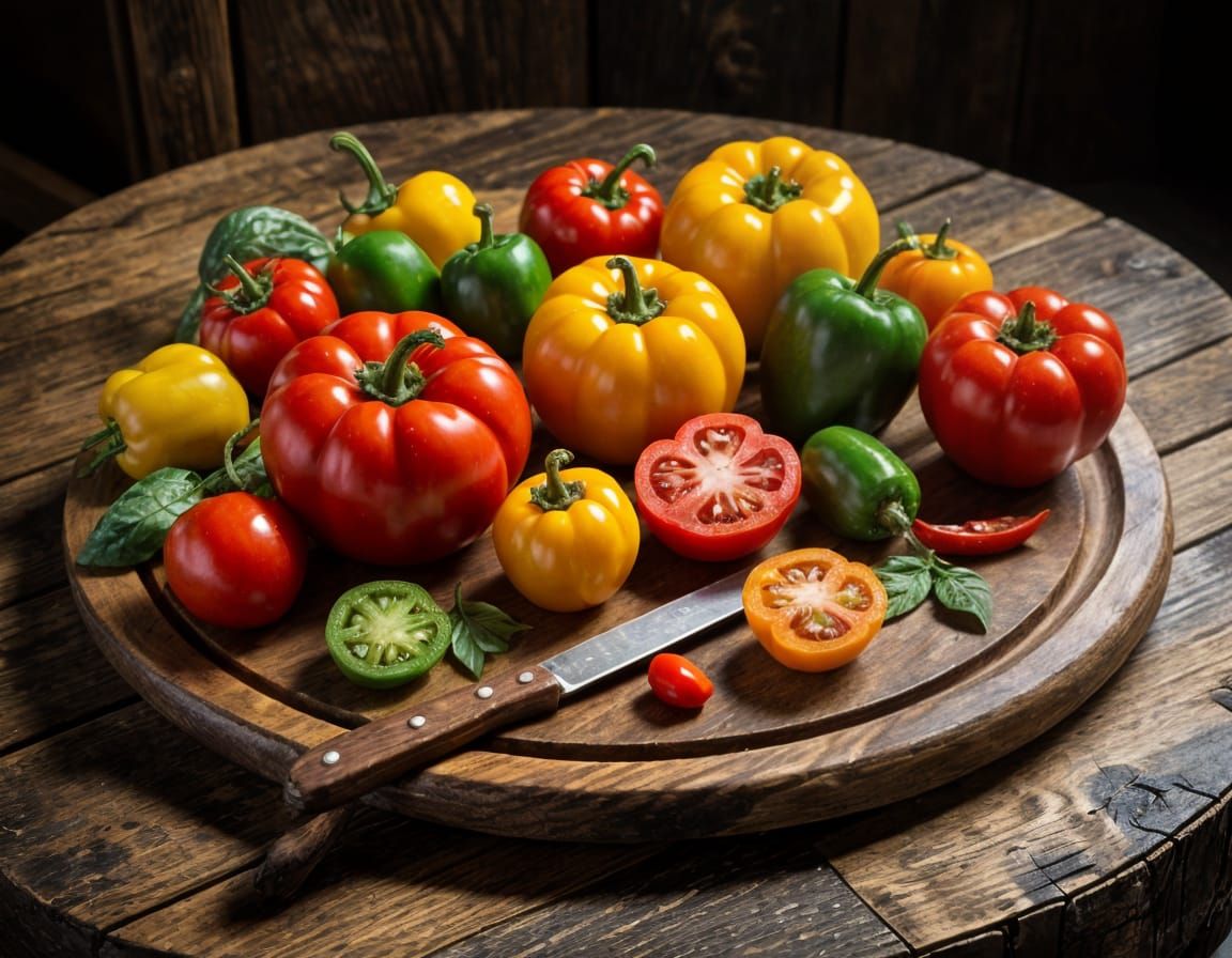 Vibrant Harvest Delight on Rustic Table