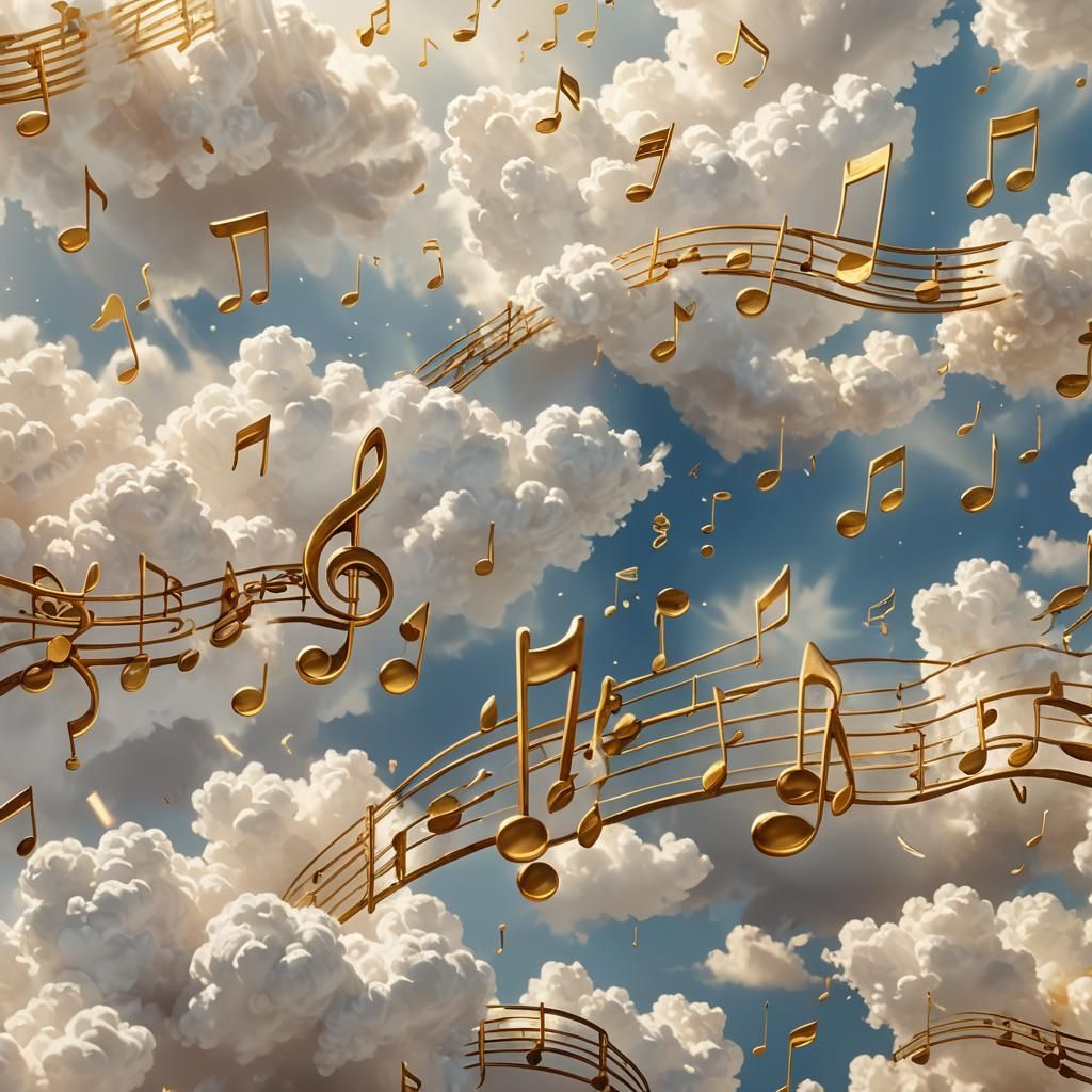 Ethereal Wooden Music Notes in Dreamscape