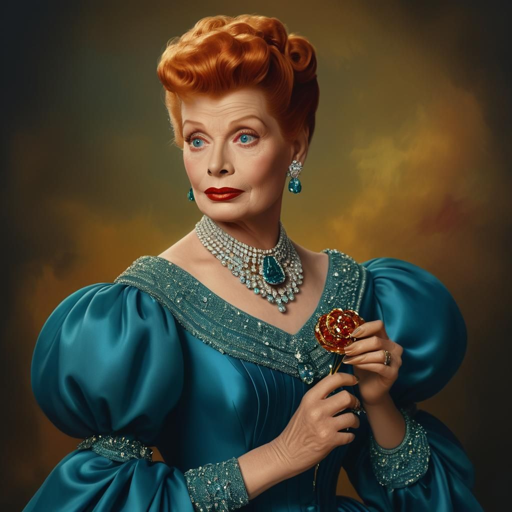 Lucille Ball Portrait in Vibrant Matte Painting Style