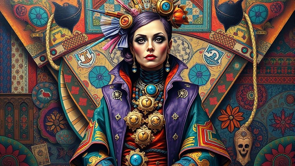 Vibrant Woman Embodies Unbridled Self-Expression in Opulent,...