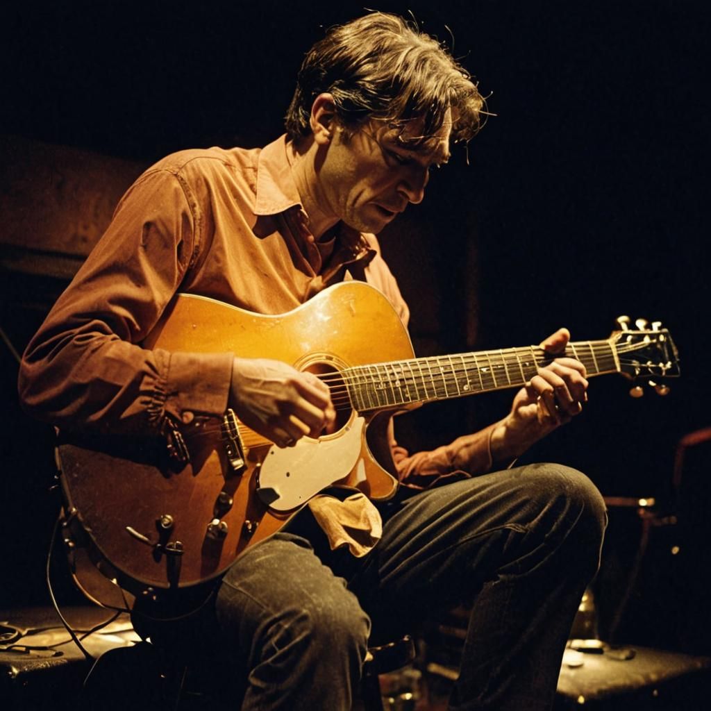 Blues Musician on Stage in Film Noir Style