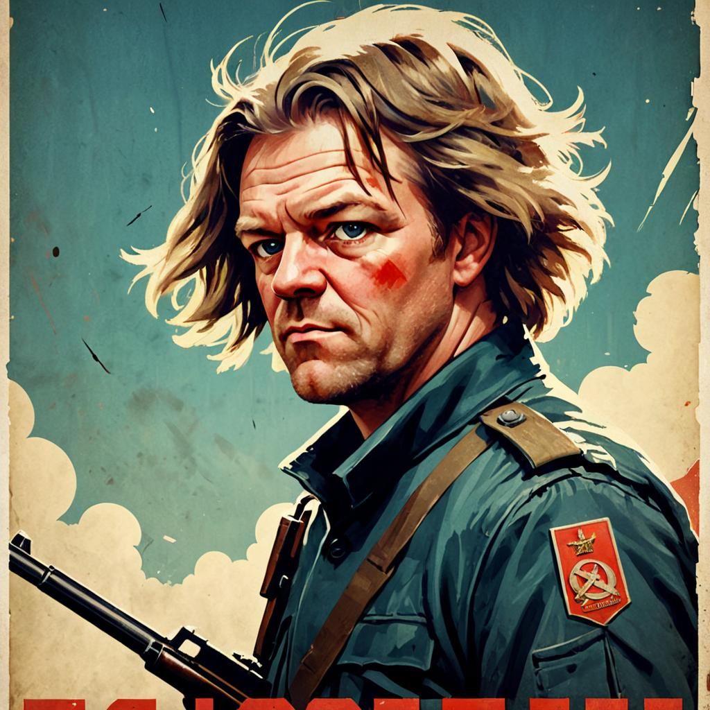 Heroic Soviet Soldier Propaganda Poster in El Lissitzky Styl...