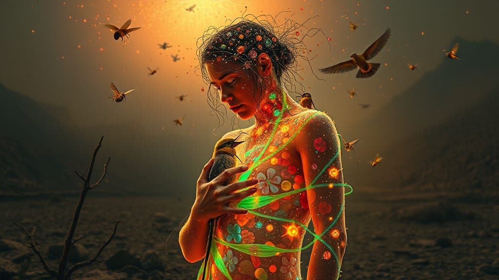 Shamanic Transformation in Bio Art Collage