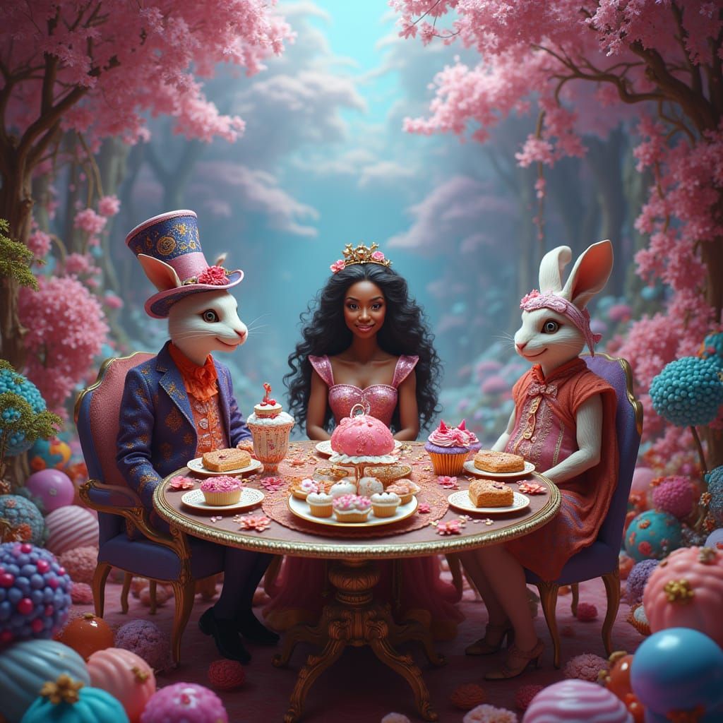 Wonderland Whimsy in Vibrant, Dreamlike Style