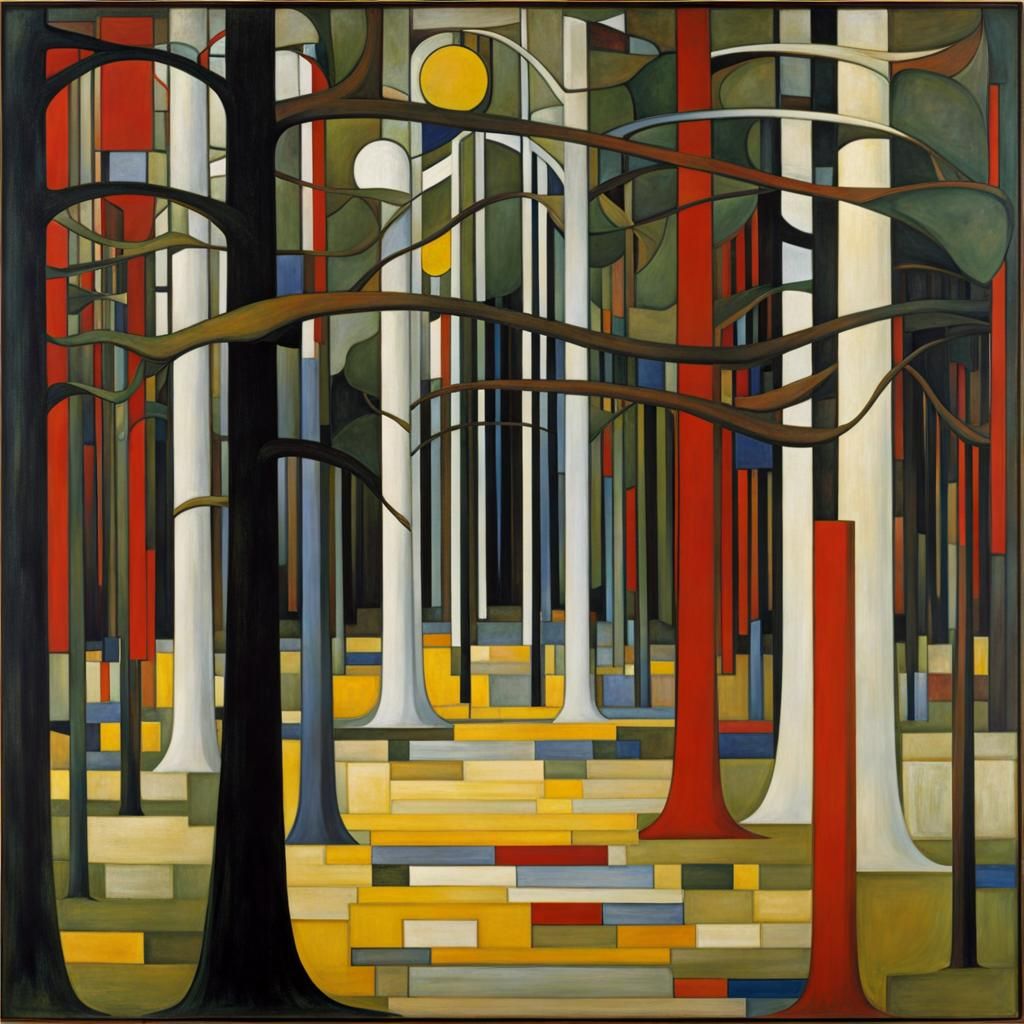 Abstract Forest in Neoplastic Style