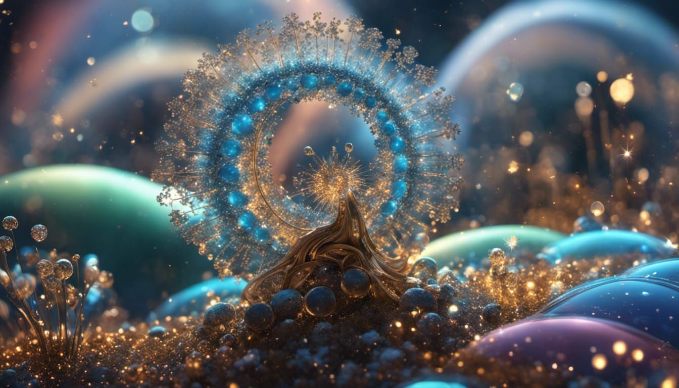 Dreamlike World at Night in Abstract Style