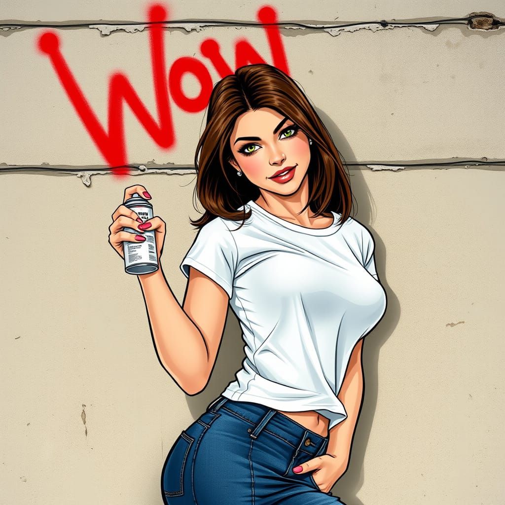 Seductive Street Art Pin-up in a Graffiti Alley