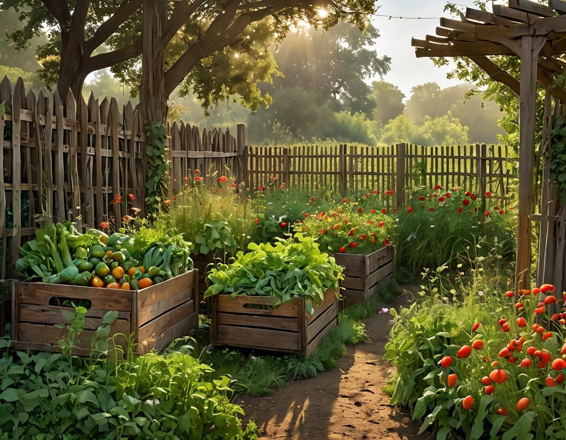 Bountiful Heirloom Vegetable Garden in Fauvist Style