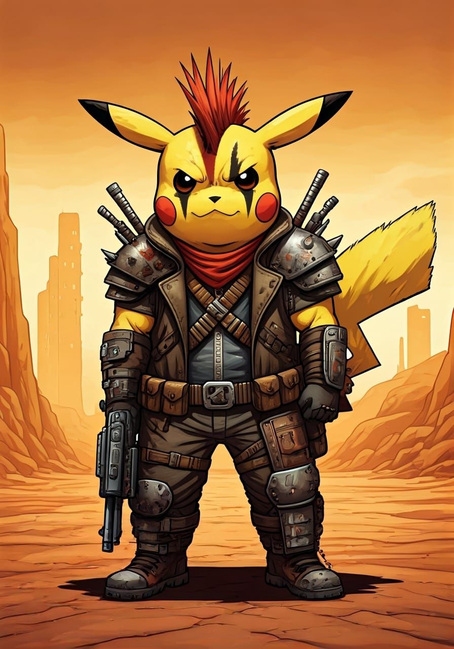 Pikachu as Post-Apocalyptic Comic Warrior