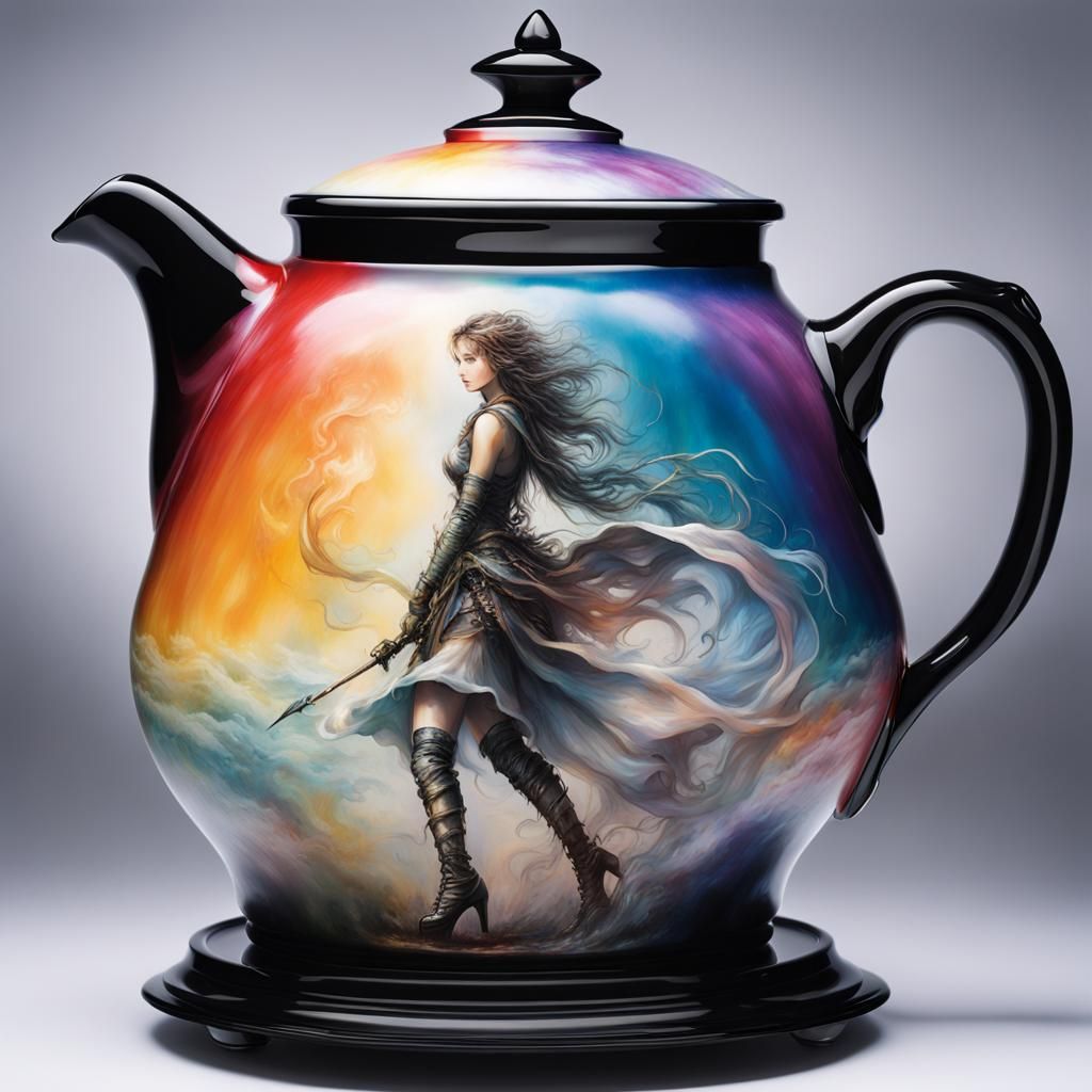 Woman Walking on Rainbow: Airbrush Art