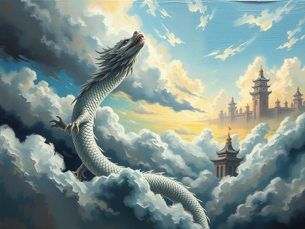 Silk Dragon Ascending: Oil on Canvas