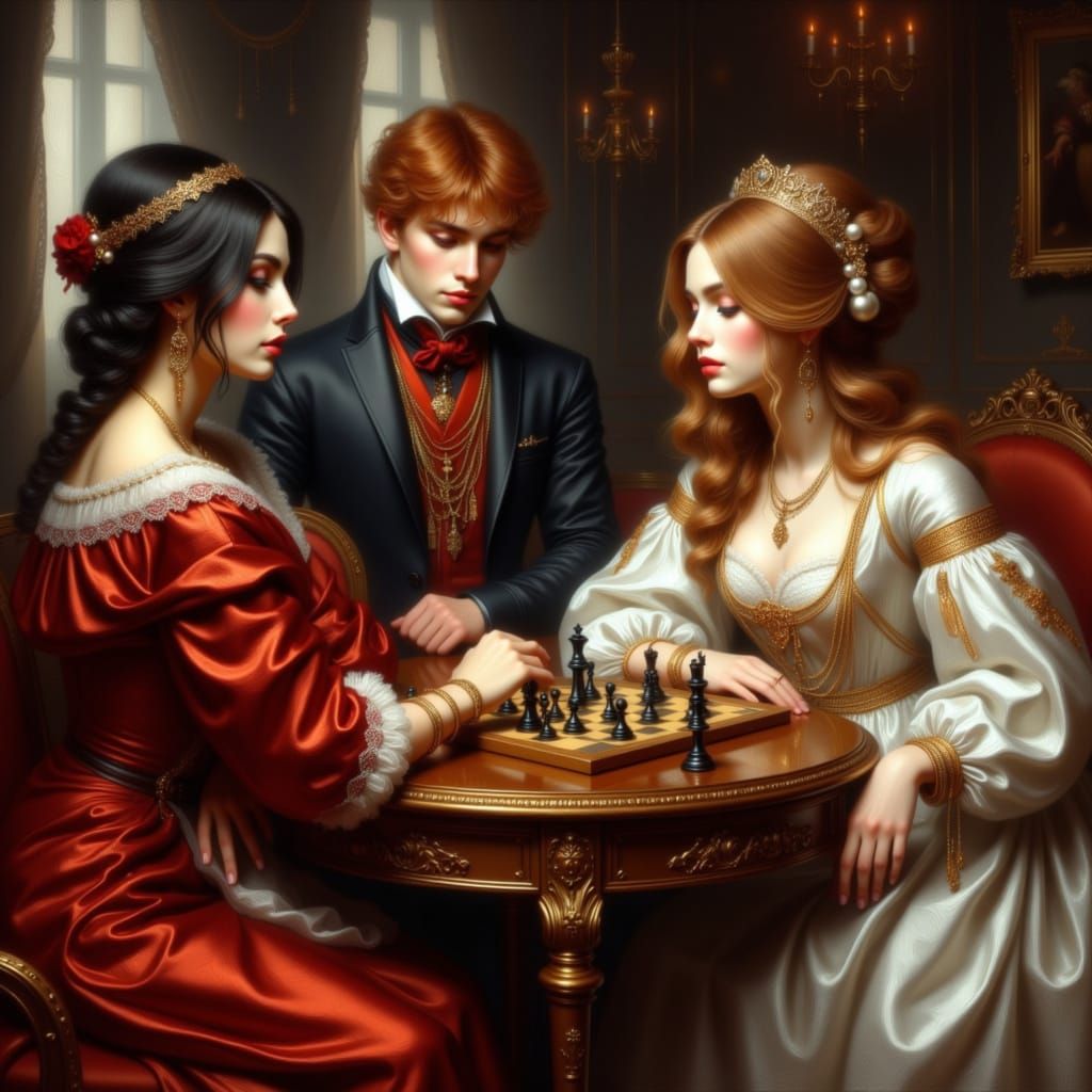 Empress Eudoxia & Catherine I Play Chess, Peter the Great Wa...