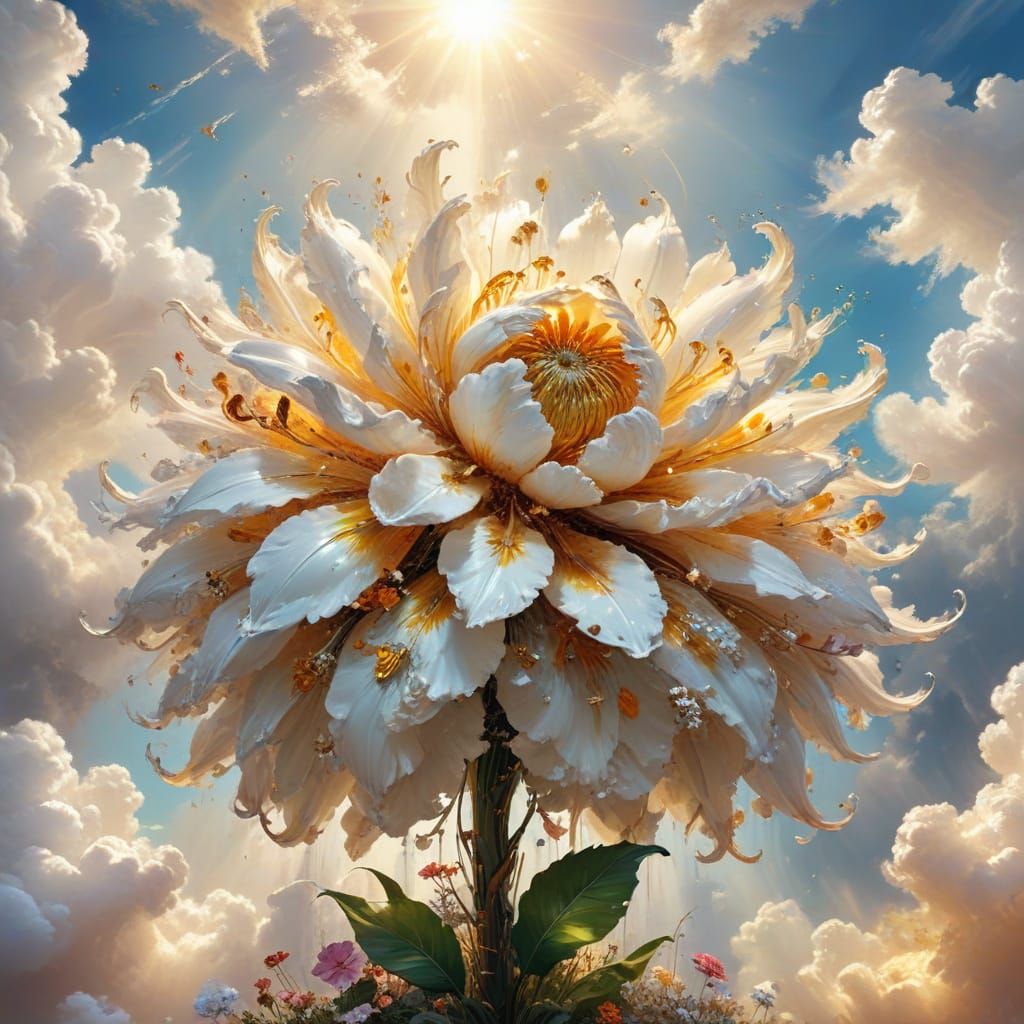 Ethereal Cityscape Blooms in Vibrant Oil Painting