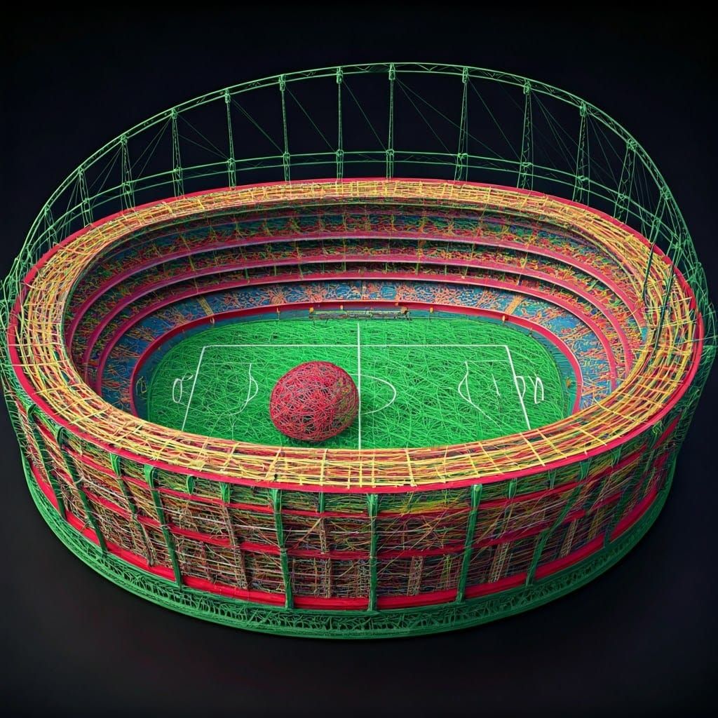 Woven String Football Stadium in Pop Art Style