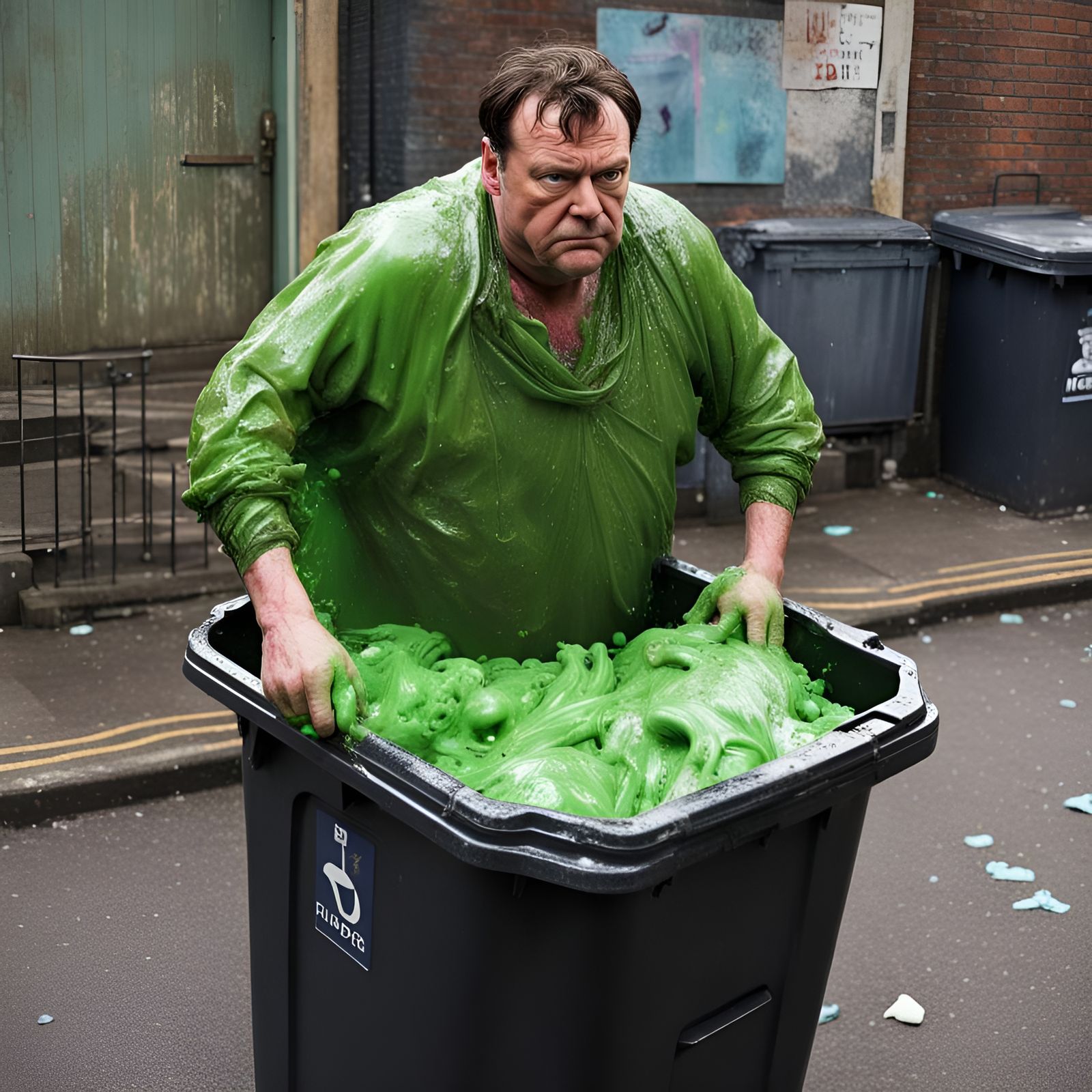 Disgusting Man Scavenging in Trash, Sinister Art