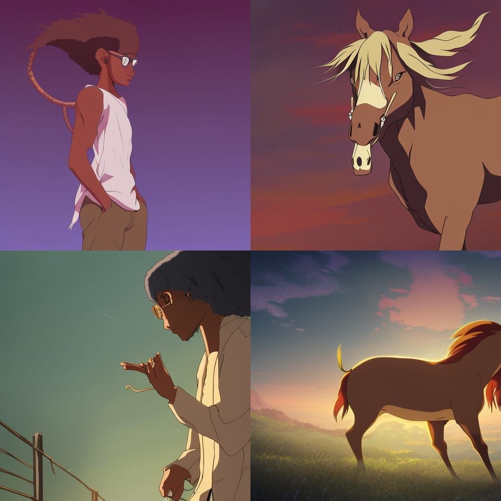 Hipster Centaur in Studio Ghibli Anime Style