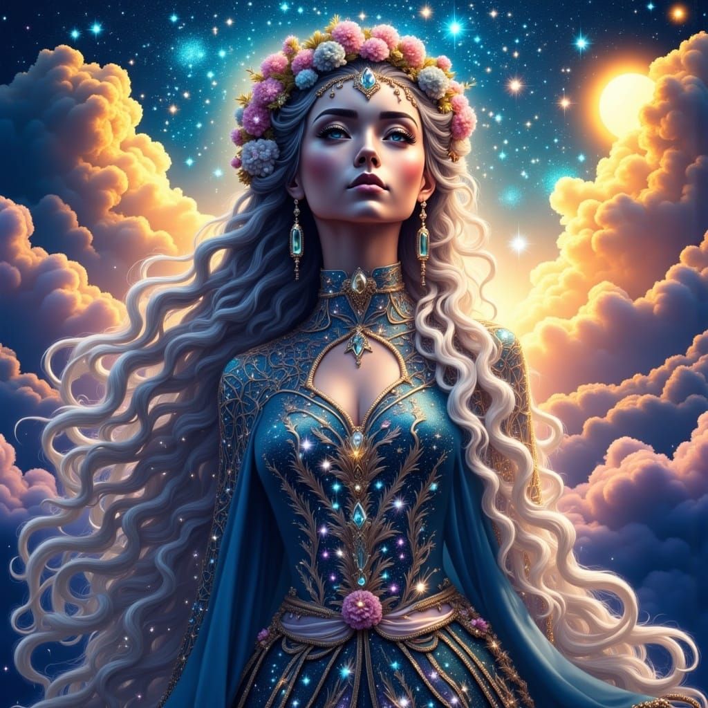 Ethereal Goddess in Celestial Attire