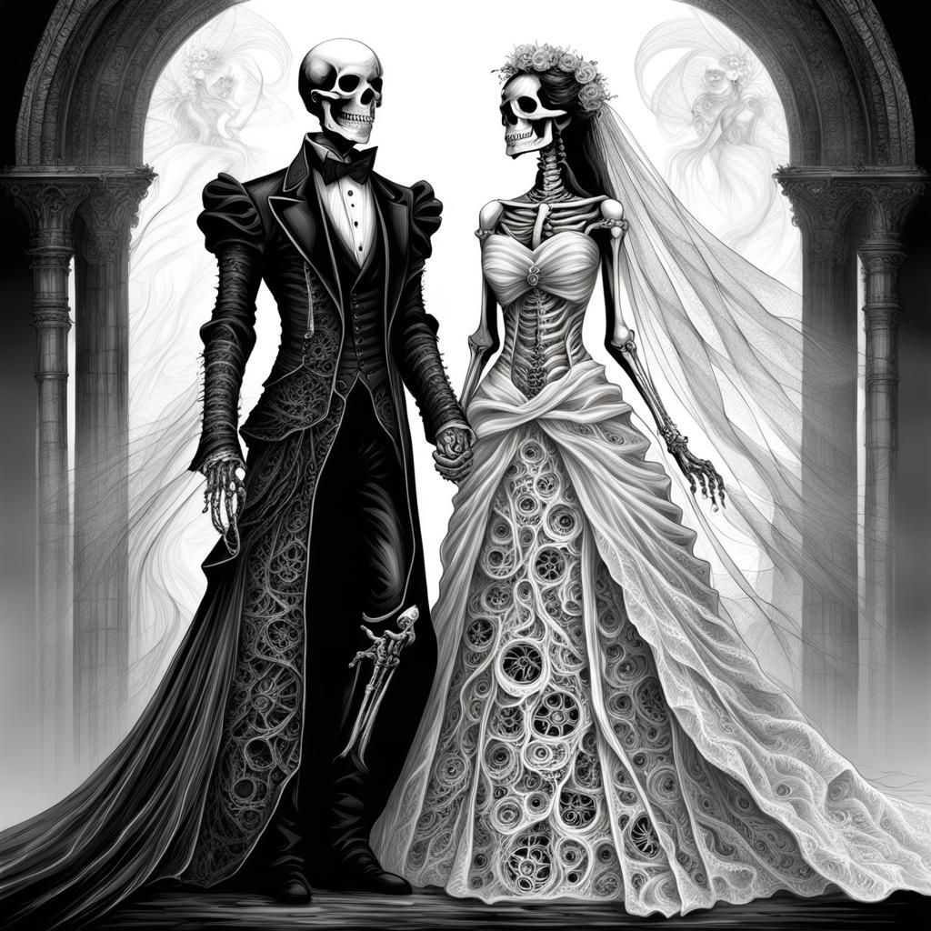 Skeleton Couple in Luis Royo Style