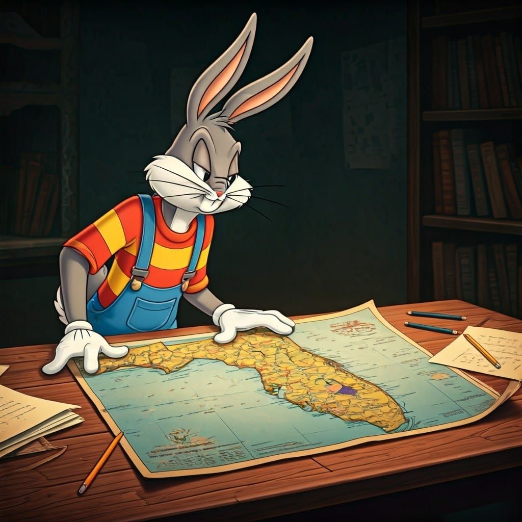 Bugs Bunny Ponders Slicing Off Florida in Cinematic Style