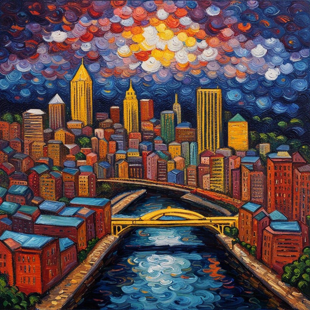 Cityscape Made of Pills in Expressionist Style
