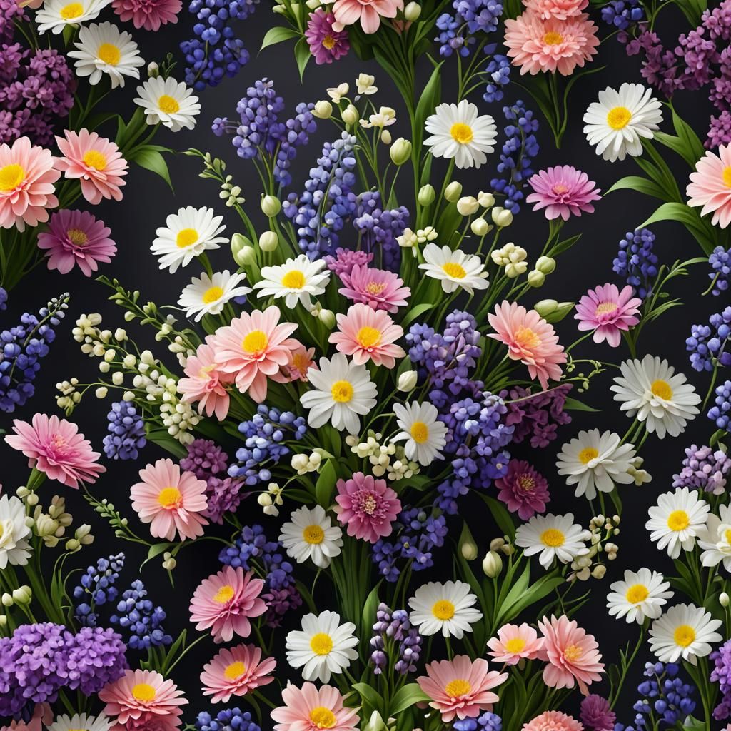 Dainty Flower Bouquet: Violets, Lily, Chrysanthemum, Carnati...