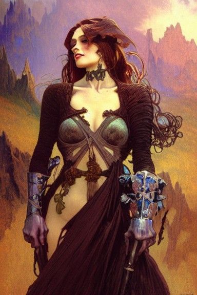 Warrior Witch Portrait in Romanticism Style