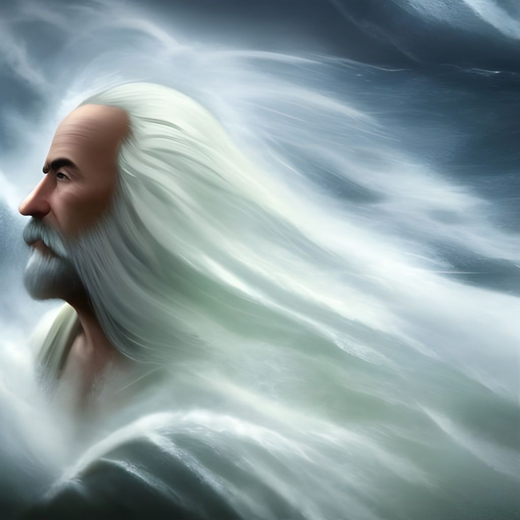 Sea Wizard in a Stormy Twilight, Digital Art