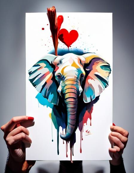 Chibi Elephant Illustration in Pin-Up Style