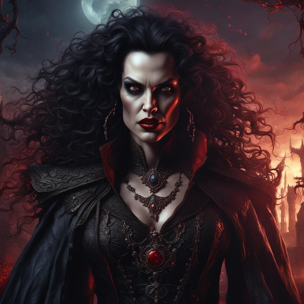 Detailed Matte Painting of a Female Vampire