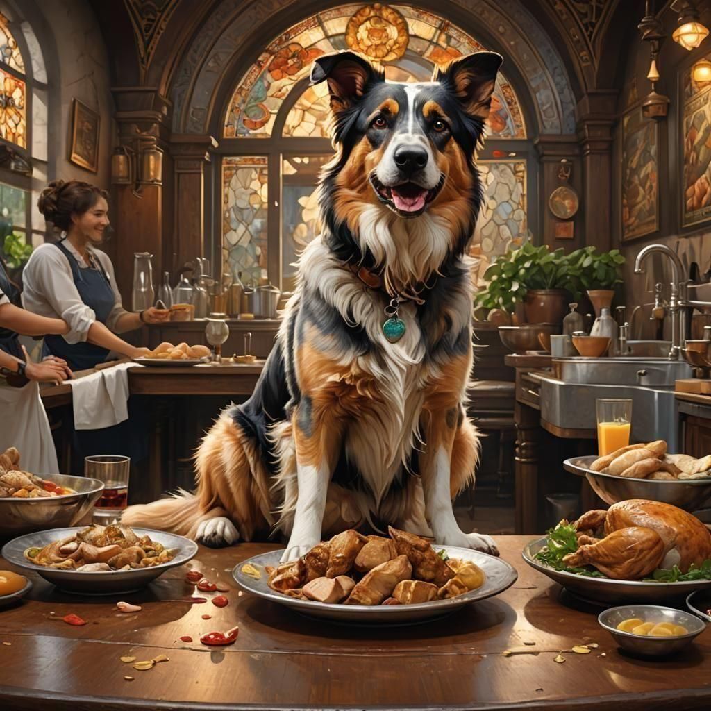 Oh, what is that tasty thing the dog is looking at there?