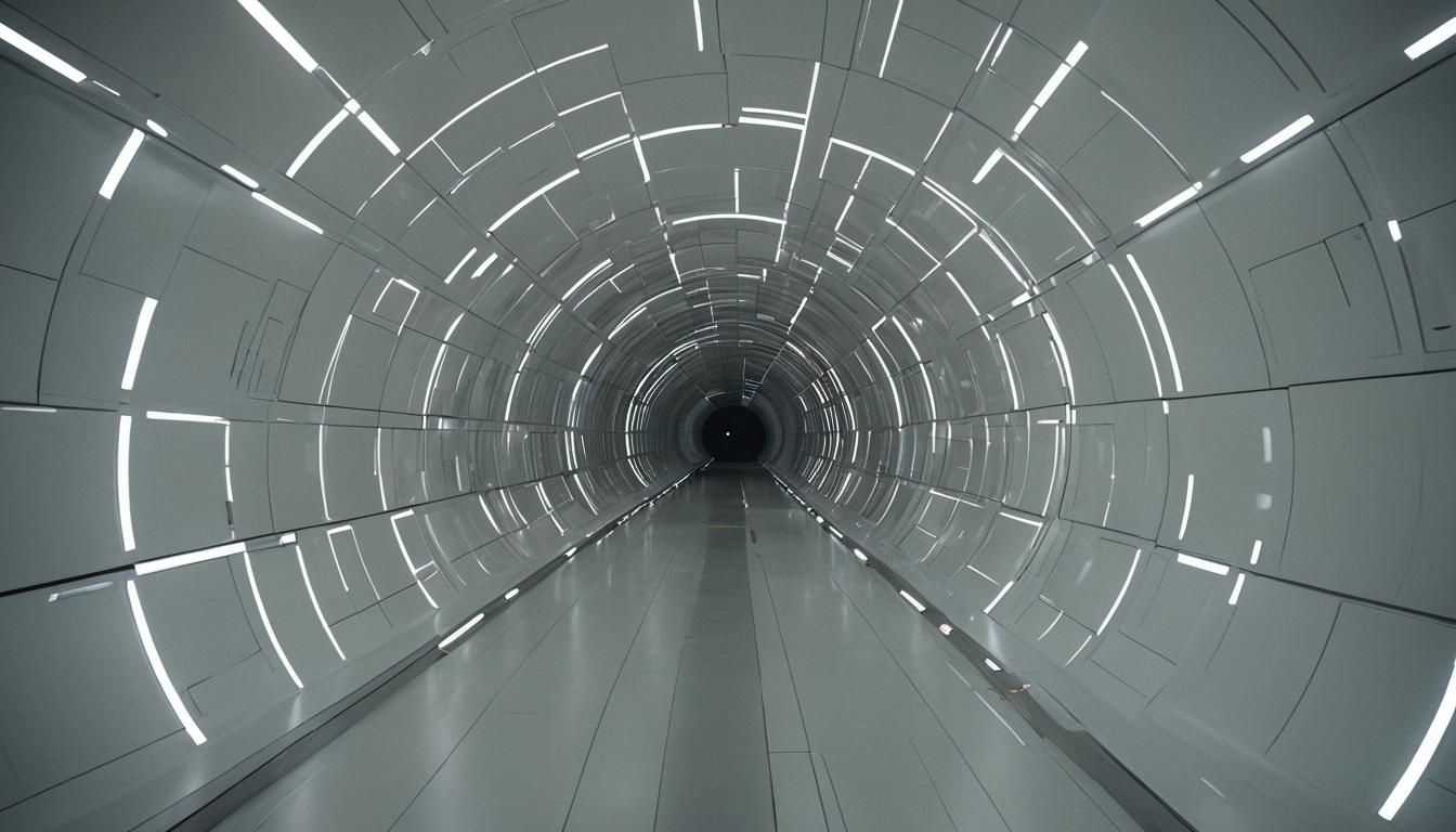 Futuristic Tunnel Interior with Bright Lighting