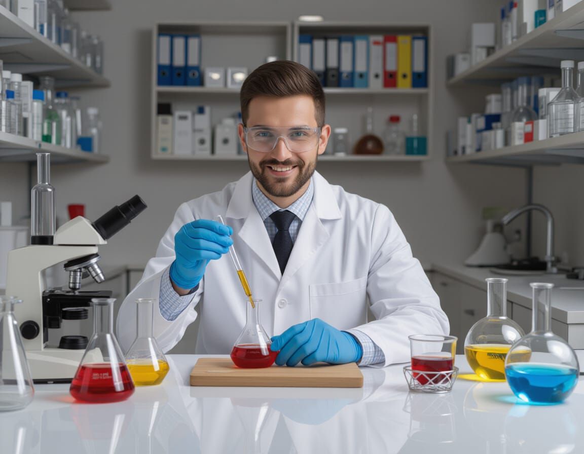 Steampunk Alchemist Mixing Potion in Laboratory