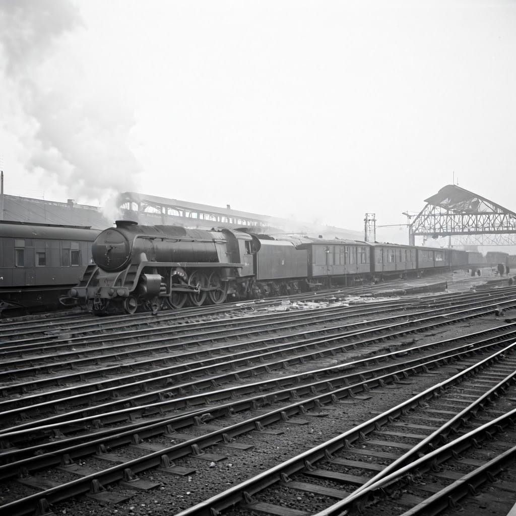Vintage Railway Disaster in Moody Black and White