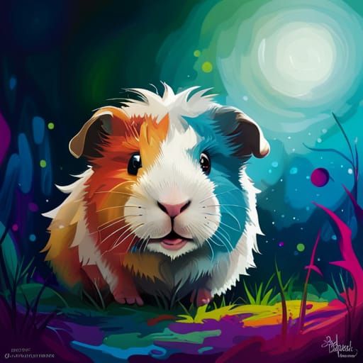 Rainbow Guinea Pig in Dark Fantasy Style