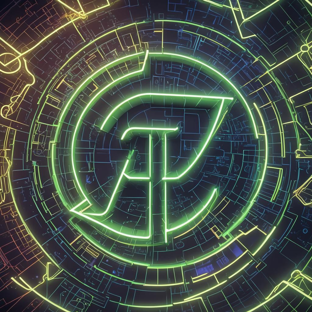 Neon Pi Symbol in a Futuristic Sci-Fi Design