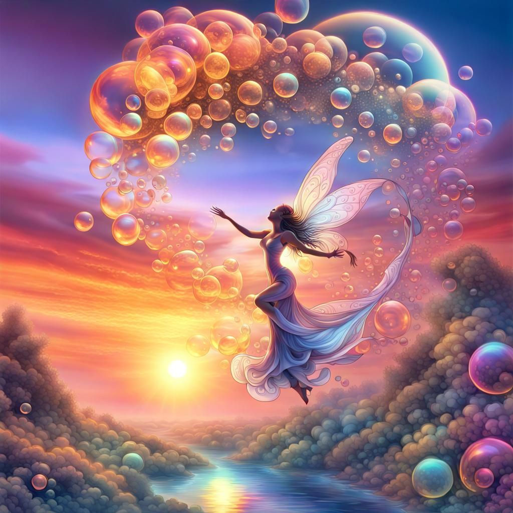 Fairy Dancing on Bubbles: Abstract Fractal Illustration