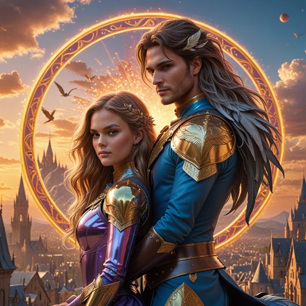 Epic Zodiac Couple: Gemini Pair in Majestic, Golden Ratio Ha...