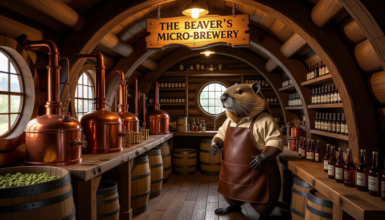 Beaver's Micro-Brewery Inside a Log