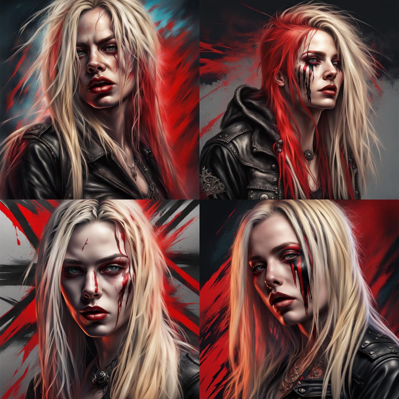 Gothic Hard Rocker Woman in Splash Art Style