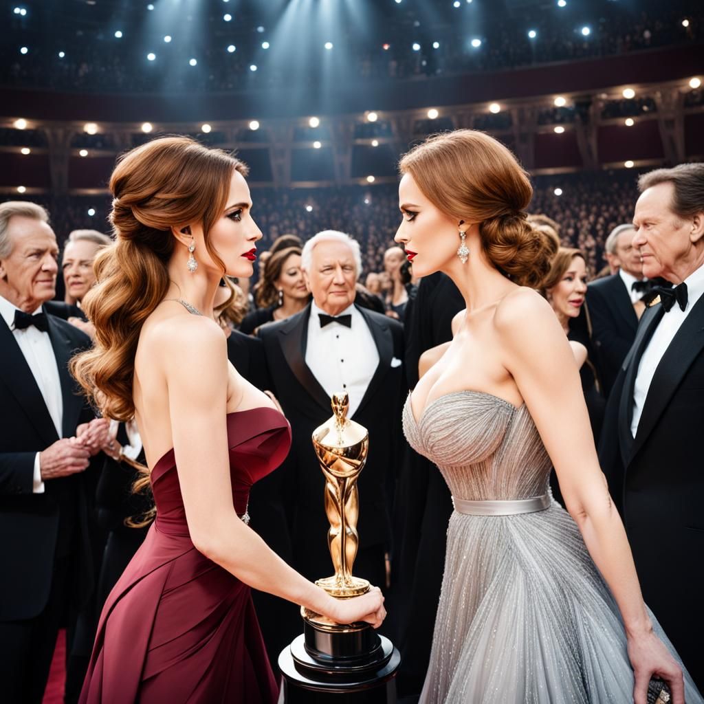 Elegant Women's Intense Staredown at Awards Show