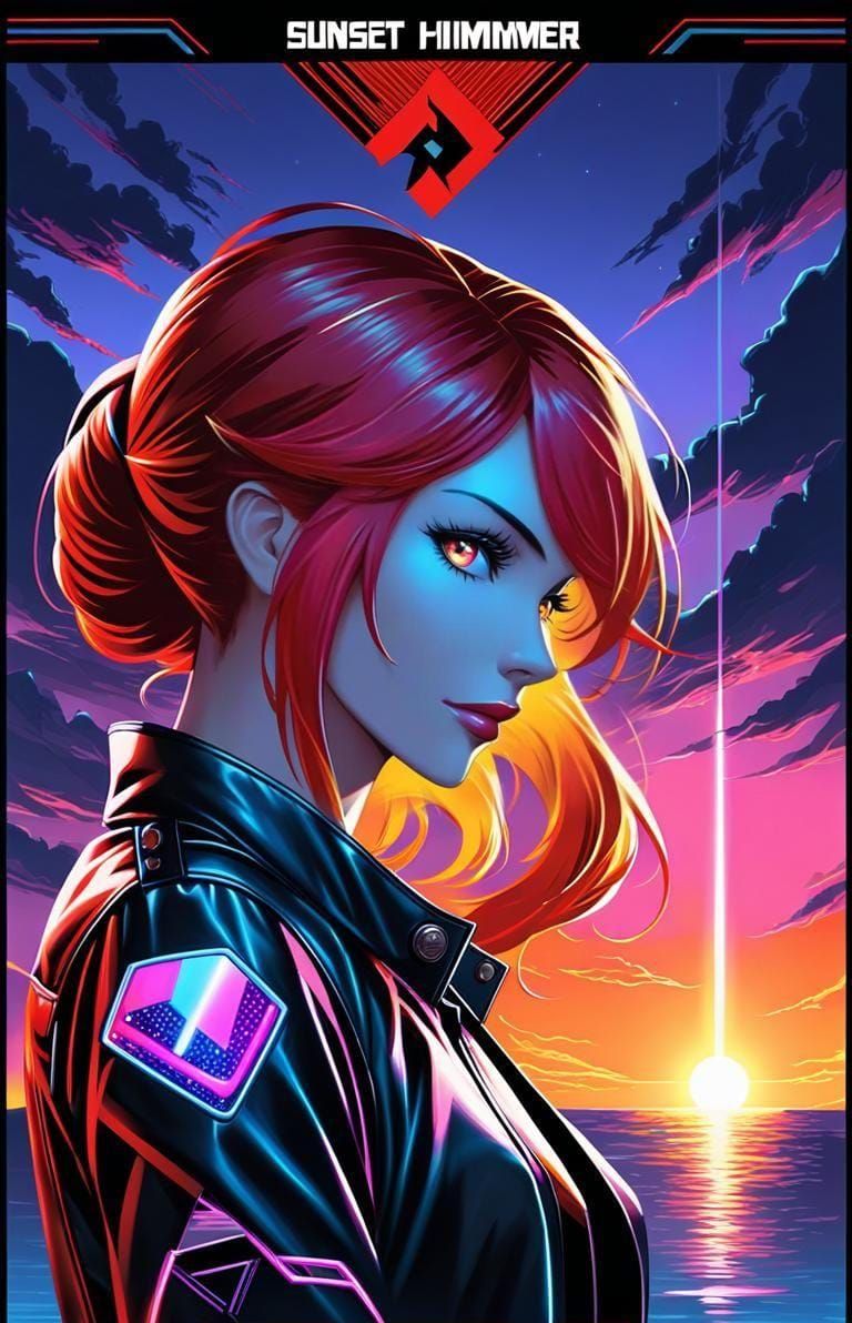 Cyberpunk Portrait of Woman in Leather Jacket