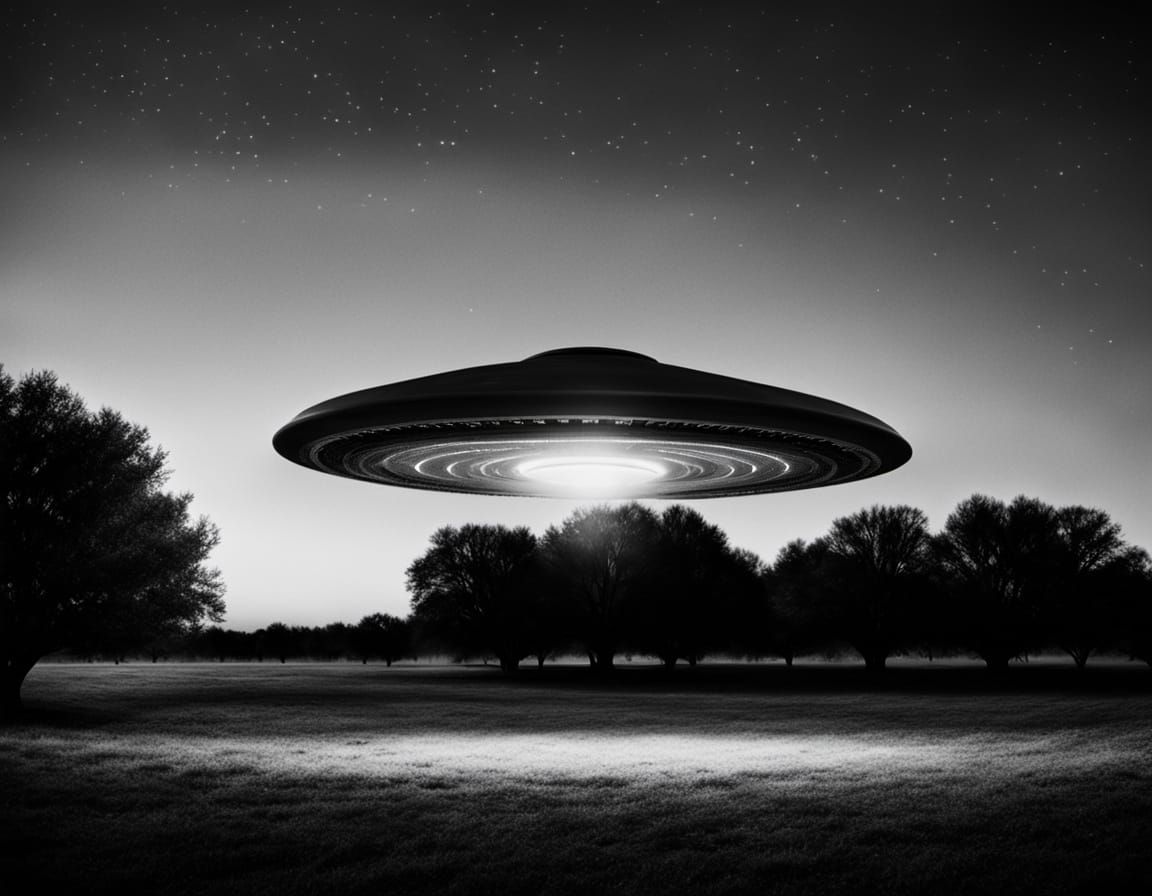 UFO Sighting in Moody Film Noir Style